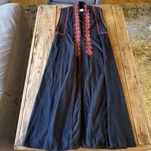 anokhi handworks Vintage Embroidered Black Sleeveless Duster